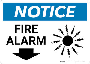 Notice: Fire Alarm with Down Arrow Landscape
